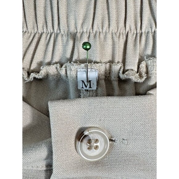 Fashion Women's Beige Flare Leg Pants Elastic Waist Trouser Size M CY-0624 - Picture 7 of 9